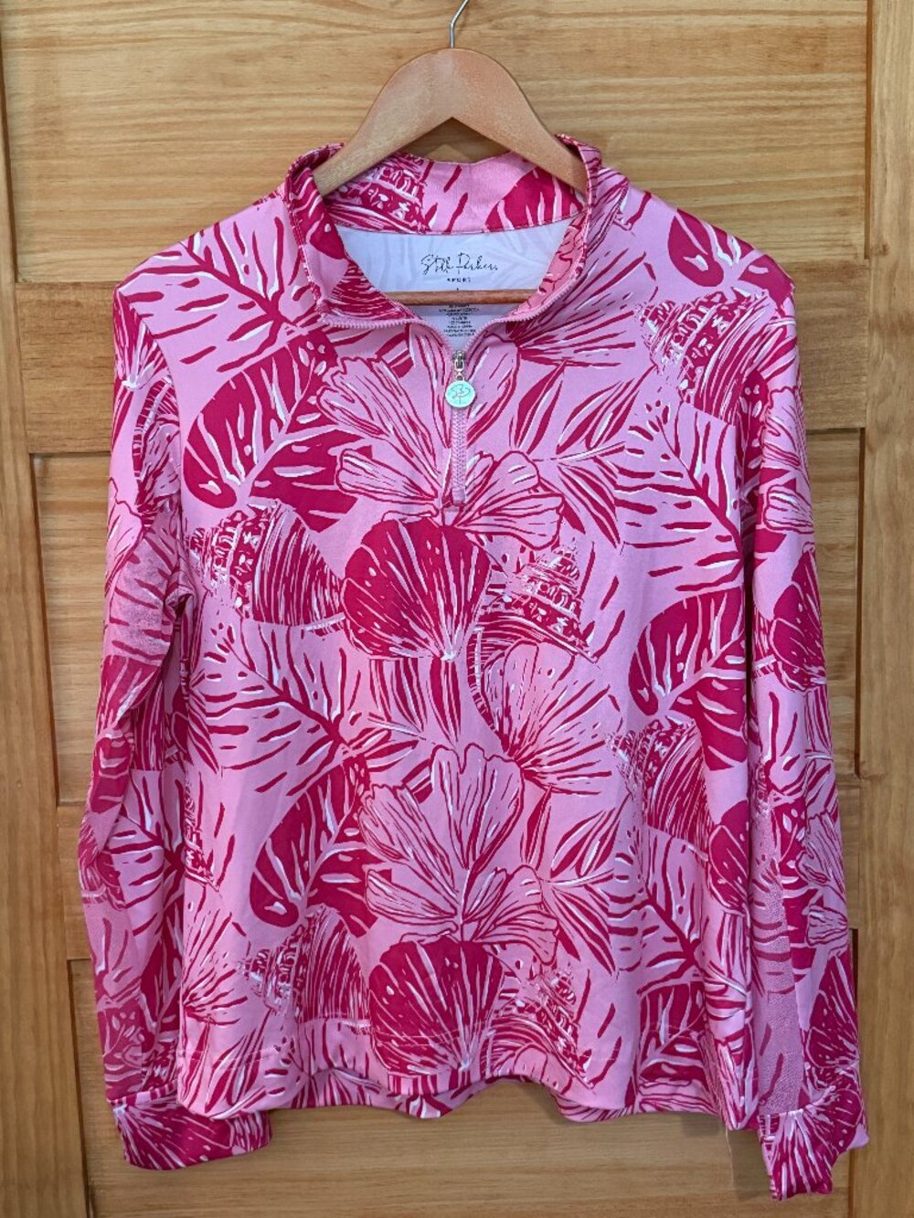 Stella Parker Pink Tropical Floral Lightweight Golf Tennis Athletic Top size L